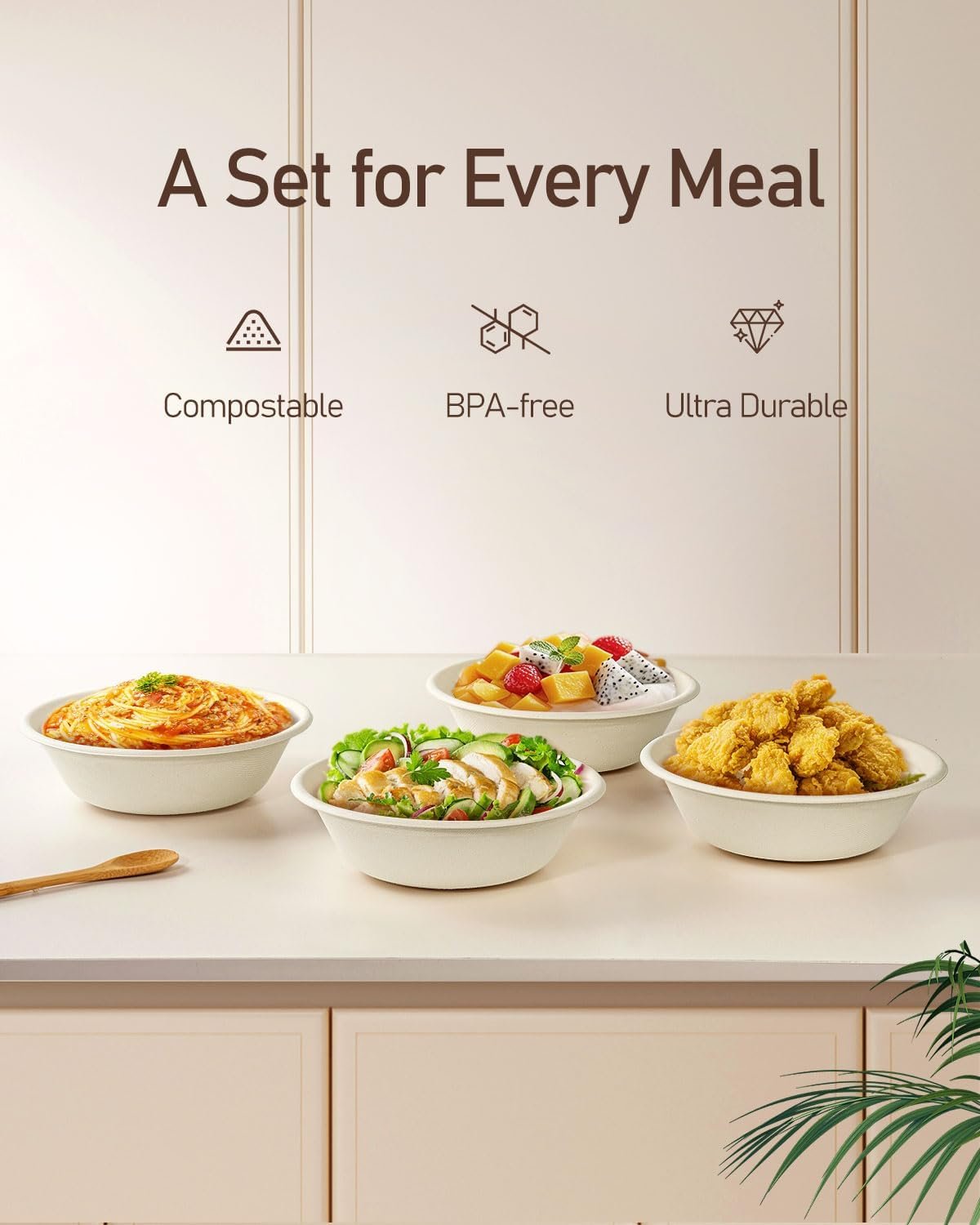 Wholesale 110 Pack 32oz Large Compostable Disposable Paper Bowls for Salads Soups Dog Feeding Microwave Freezer Safe Natural Brown Factory Wholesale 110 Pack 32oz Large Compostable Disposable Paper Bowls for Salads Soups Dog Feeding Microwave Freezer Safe Natural Brown Factory