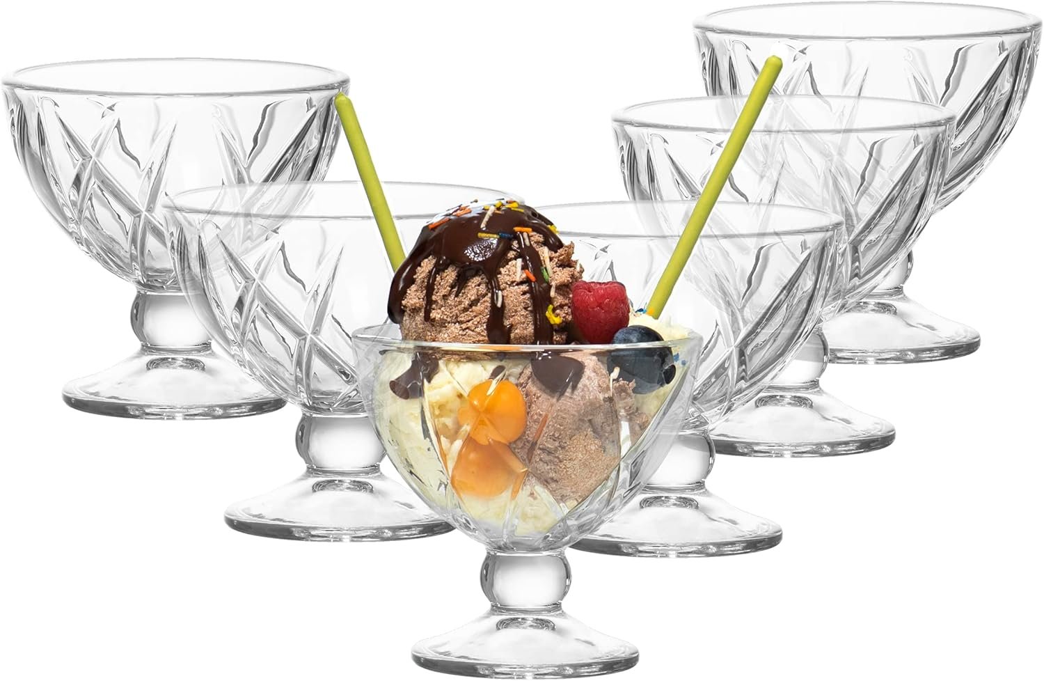 Wholesale Premium Crystal Clear Glass Footed Dessert Cups 9oz Ice Cream Bowls for Parfait Fruit Salad Pudding Set of 6 Factory