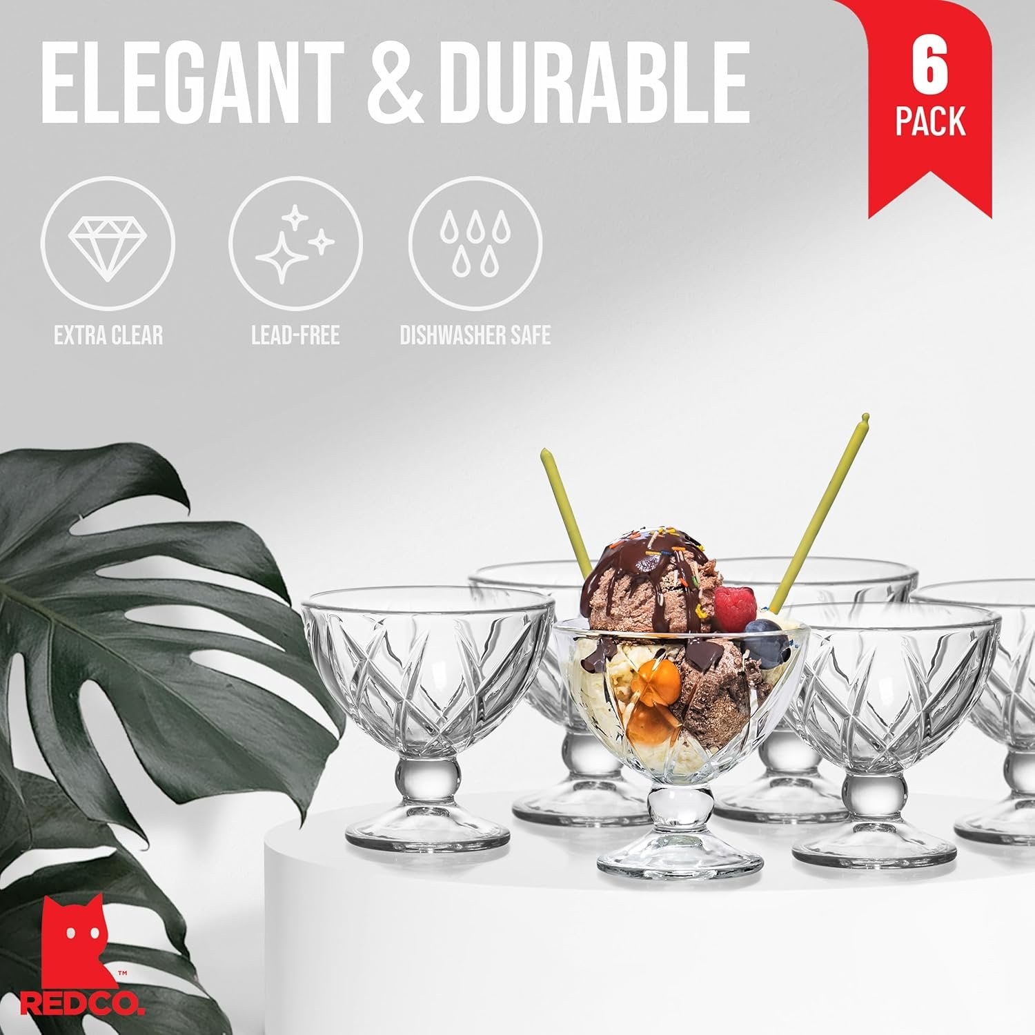 Wholesale Premium Crystal Clear Glass Footed Dessert Cups 9oz Ice Cream Bowls for Parfait Fruit Salad Pudding Set of 6 Factory