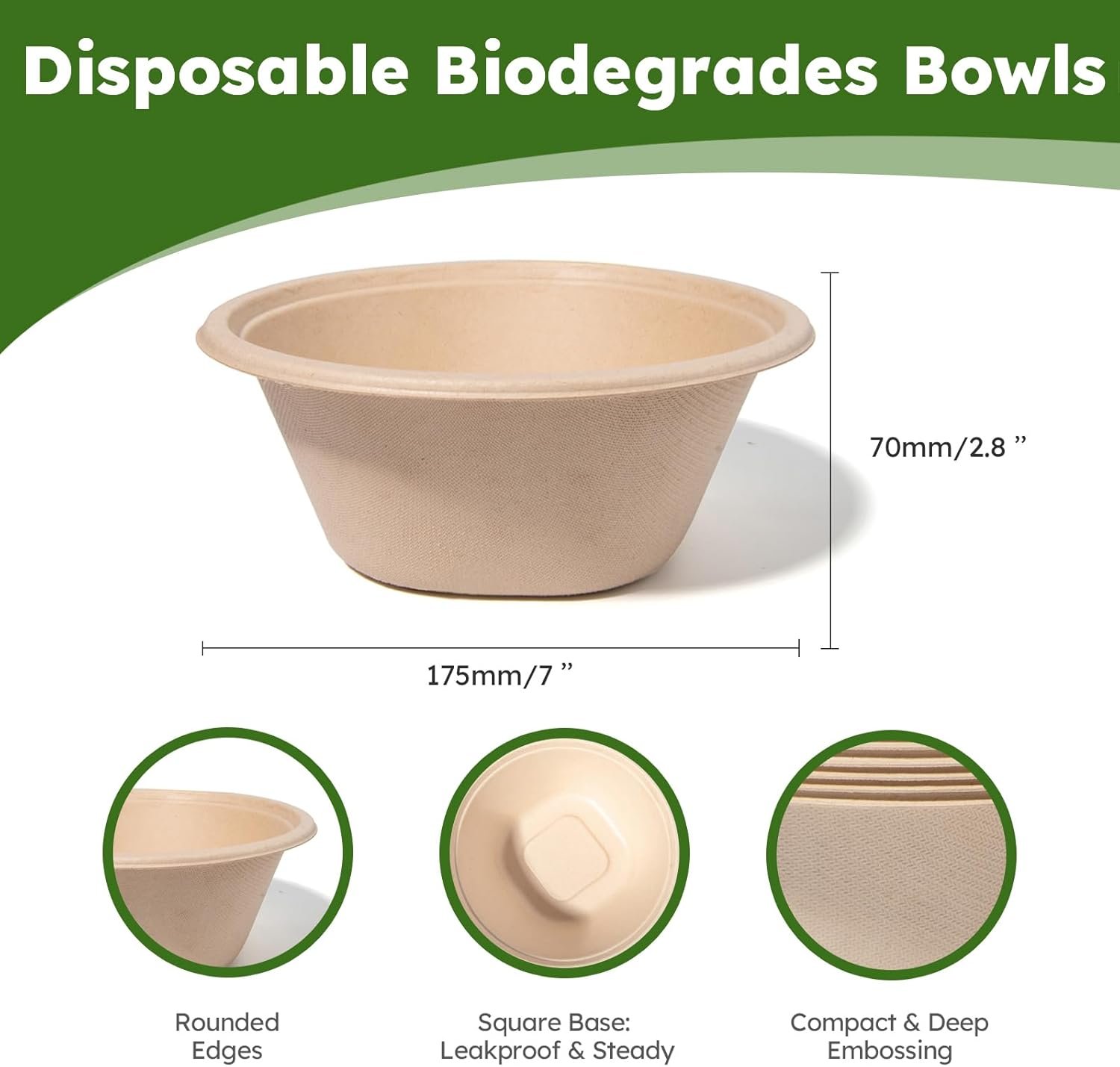 Wholesale 32 Oz Heavy Duty Compostable Disposable Paper Bowls 100 Pack Eco-Friendly Biodegradable Bagasse Deep Soup Bowls Microwavable for Hot Cold Salad Cereals Dessert Factory