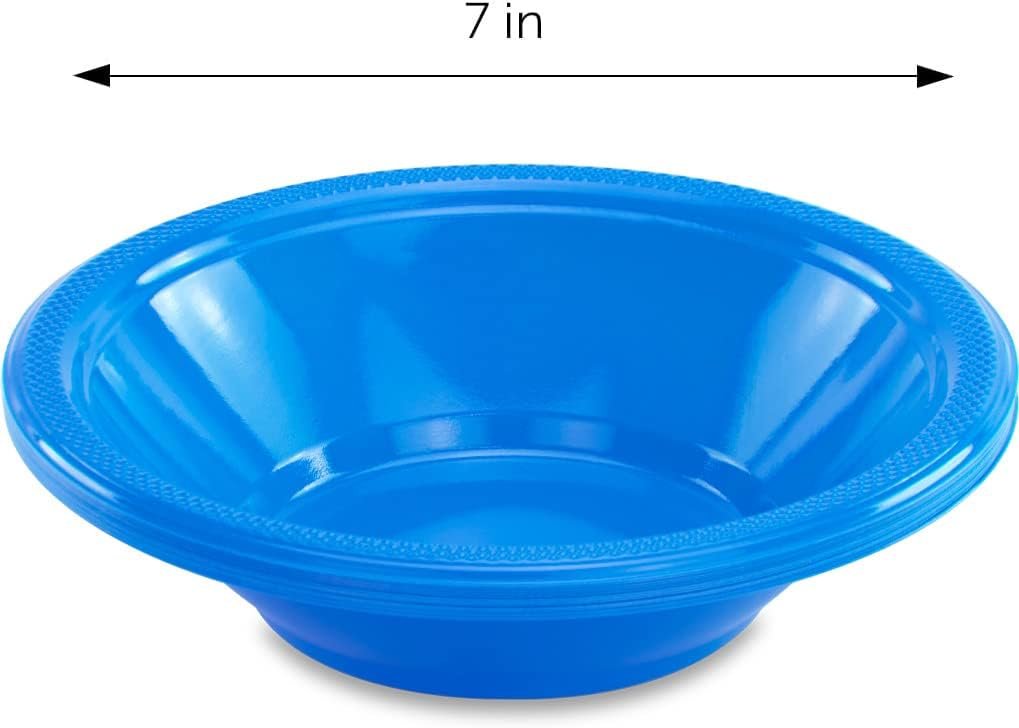 Wholesale 7 Inch 12 oz Disposable Plastic Serving Bowls for Fruit Snacks Popcorn Soup Salad Kids Birthday Holiday Parties Blue Pack of 24 Factory