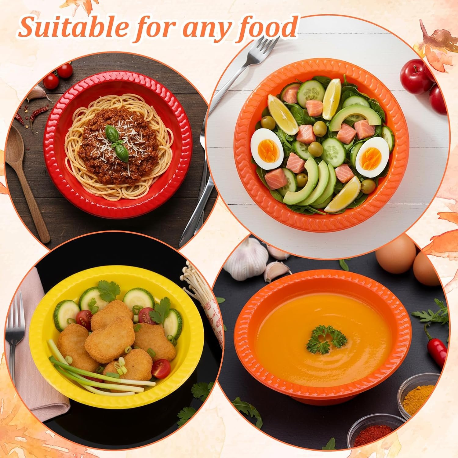 Wholesale 150 Pcs 12 oz Disposable Plastic Serving Bowls for Salad Soup Dessert Snacks Thanksgiving Halloween Christmas Party Picnics Factory Wholesale 150 Pcs 12 oz Disposable Plastic Serving Bowls for Salad Soup Dessert Snacks Thanksgiving Halloween Christmas Party Picnics Factory