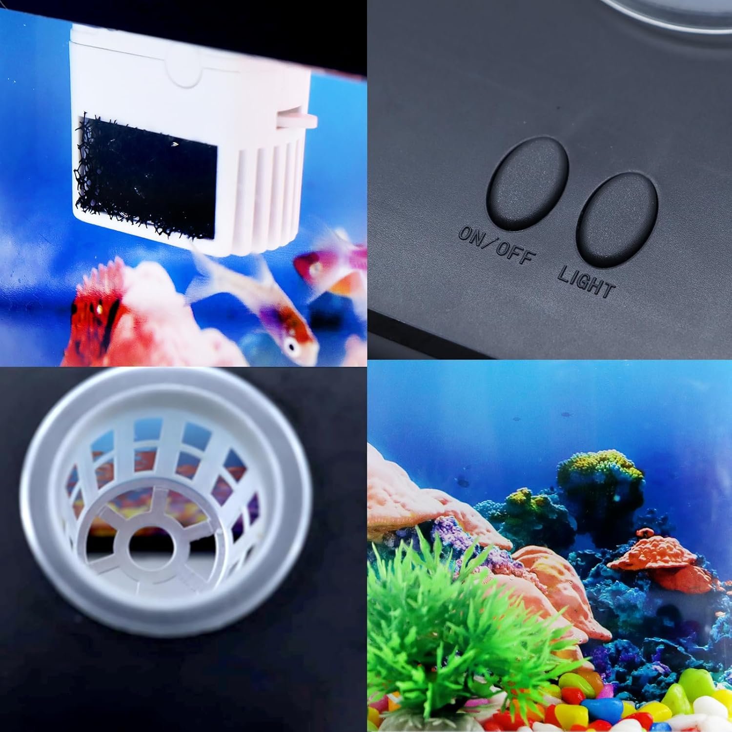 OEM 1 Gallon Mini Fish Tank Small Aquarium Bowl with 6-Color Auto-Looping Light Quiet 3-in-1 Pump for Filtration Oxygenation Circulation Submarine Background Thickened Base Factory