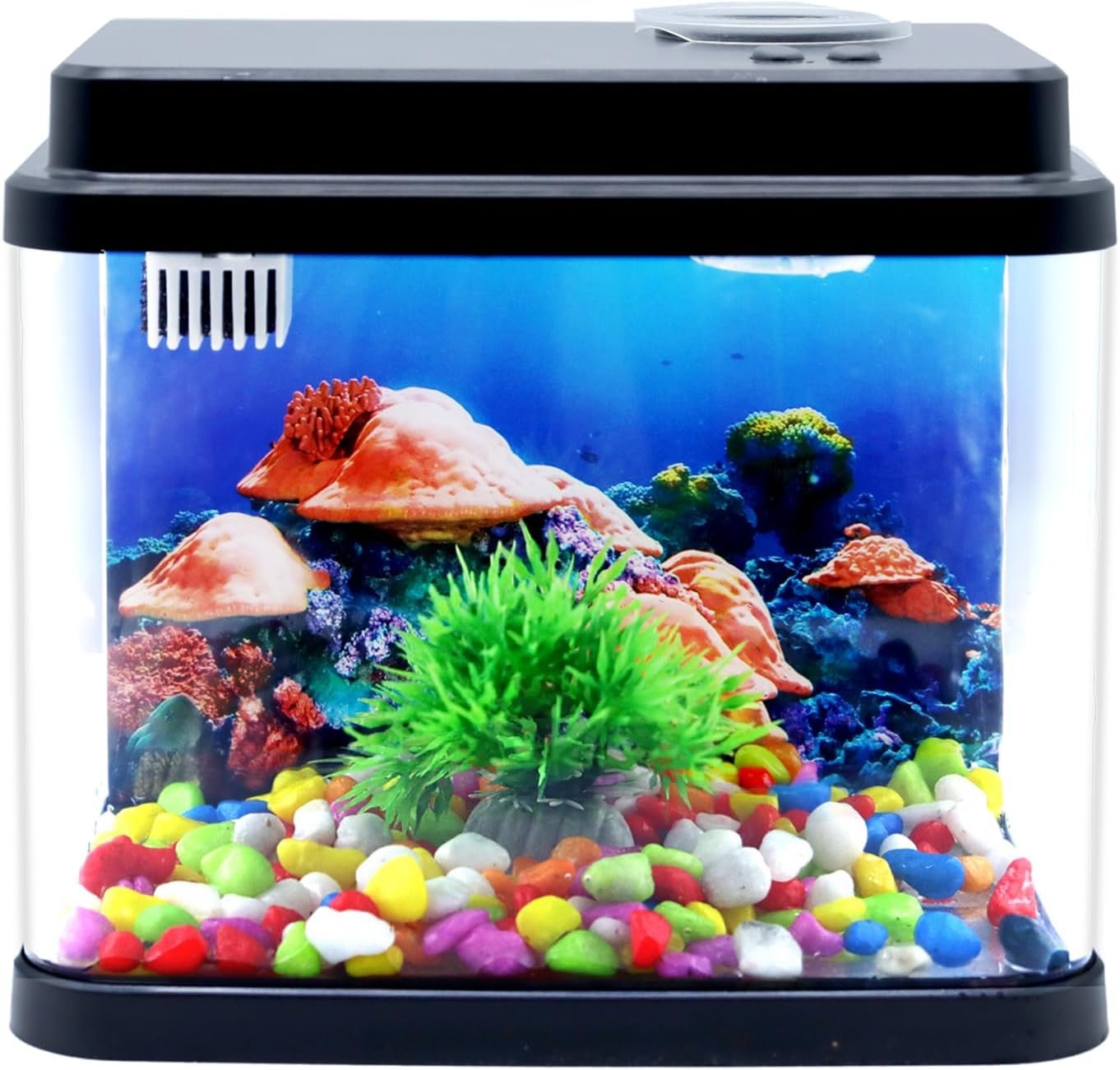 OEM 1 Gallon Mini Fish Tank Small Aquarium Bowl with 6-Color Auto-Looping Light Quiet 3-in-1 Pump for Filtration Oxygenation Circulation Submarine Background Thickened Base Factory