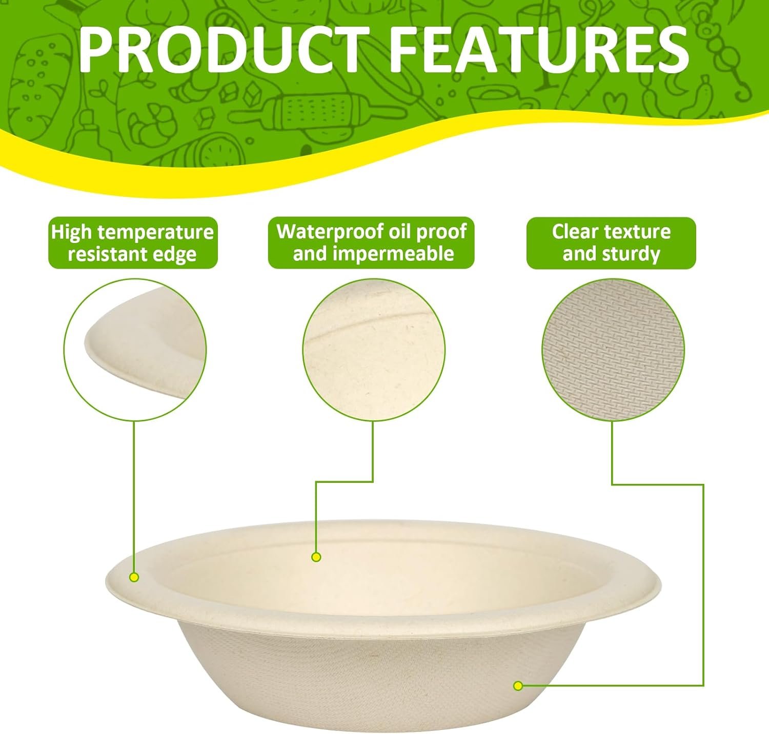 Wholesale 100% Compostable Paper Bowls 12 Oz Disposable Soup Salad 125 Pack PFAS-Free BPI Certified Eco-Friendly Hot Cold Natural Brown Factory Wholesale 100% Compostable Paper Bowls 12 Oz Disposable Soup Salad 125 Pack PFAS-Free BPI Certified Eco-Friendly Hot Cold Natural Brown Factory