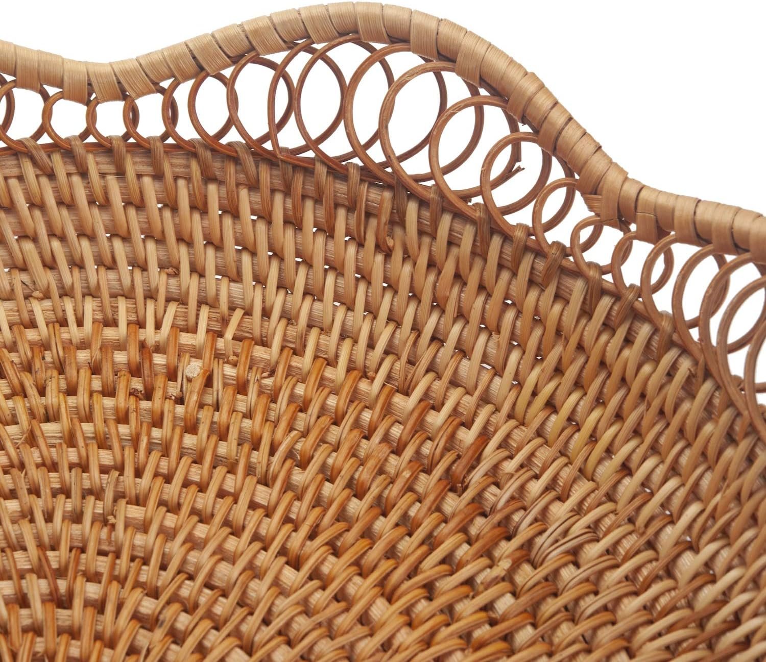 Wholesale Rattan Fruit Basket Woven Serving Tray for Bread Cake on Kitchen Counter Table Natural 11.8 Inch Diameter x 3.5 Inch Height Factory