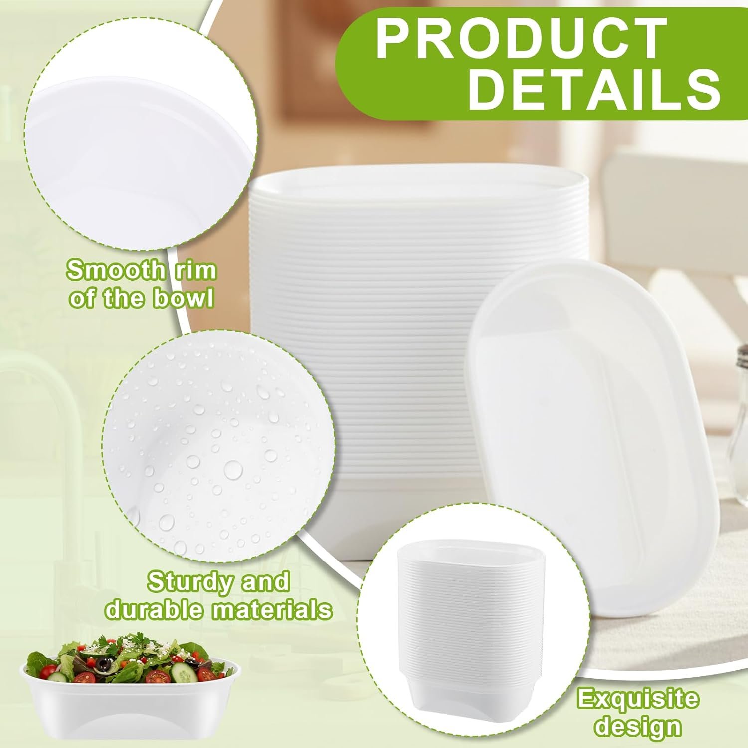 Wholesale 100 Pcs 26 oz Oval White Plastic Disposable Reusable Microwave Safe Food Bowls Meal Prep Serving Containers for Parties Kitchens Restaurants Factory