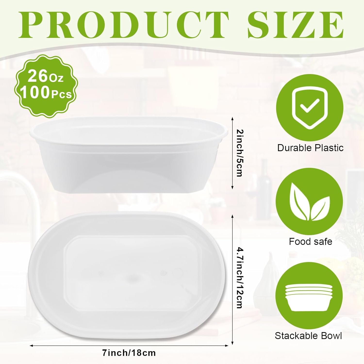 Wholesale 100 Pcs 26 oz Oval White Plastic Disposable Reusable Microwave Safe Food Bowls Meal Prep Serving Containers for Parties Kitchens Restaurants Factory