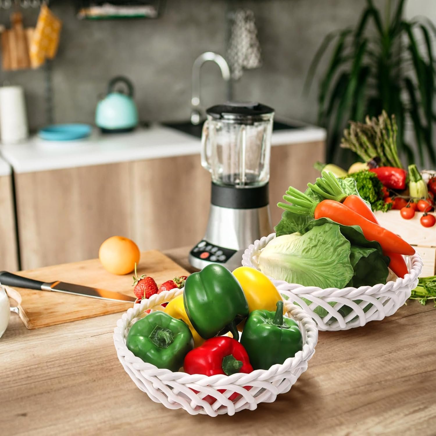 OEM 9.7'' Large Ceramic Fruit Bowl Decorative Basket with Holes Vegetable Holder Serving Dish for Kitchen Countertop Factory OEM 9.7'' Large Ceramic Fruit Bowl Decorative Basket with Holes Vegetable Holder Serving Dish for Kitchen Countertop Factory