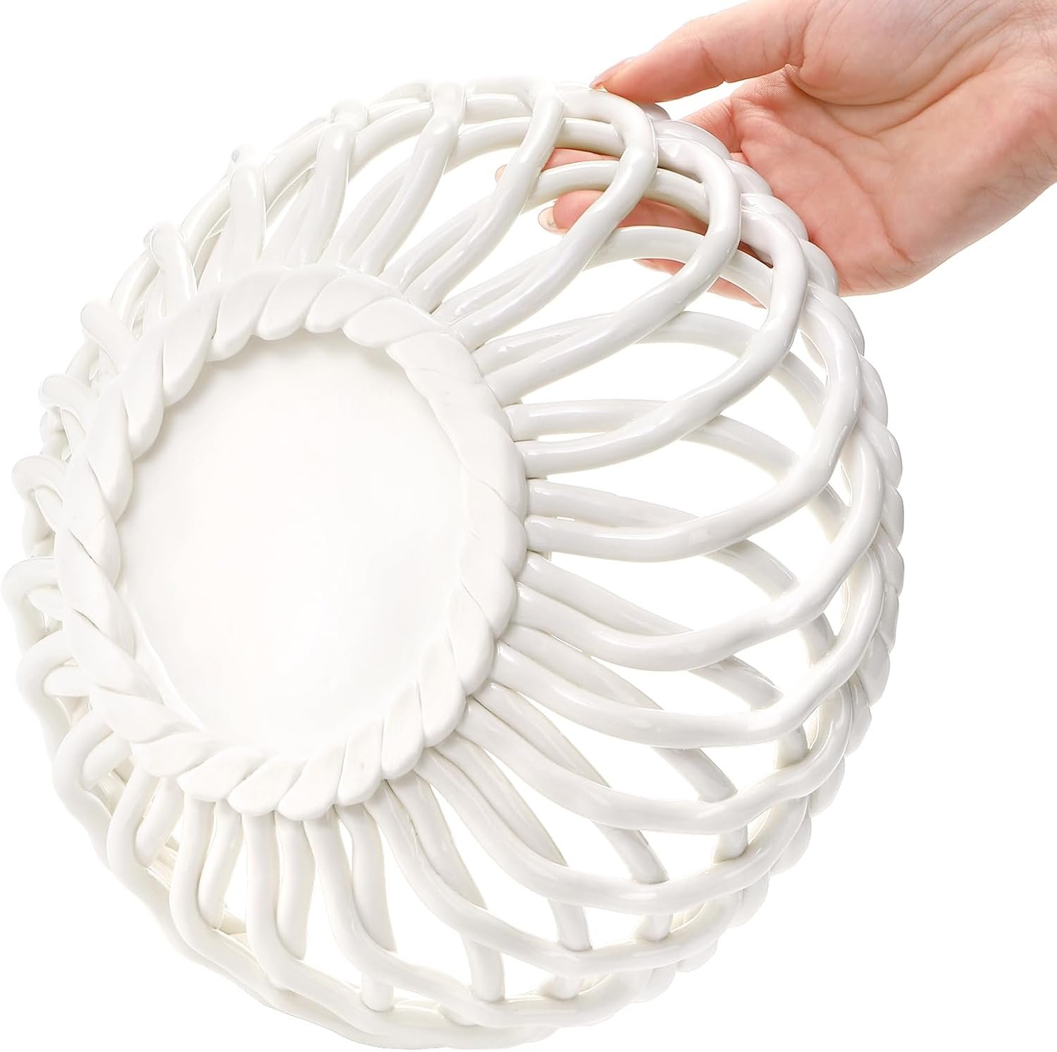 OEM 9.7'' Large Ceramic Fruit Bowl Decorative Basket with Holes Vegetable Holder Serving Dish for Kitchen Countertop Factory OEM 9.7'' Large Ceramic Fruit Bowl Decorative Basket with Holes Vegetable Holder Serving Dish for Kitchen Countertop Factory