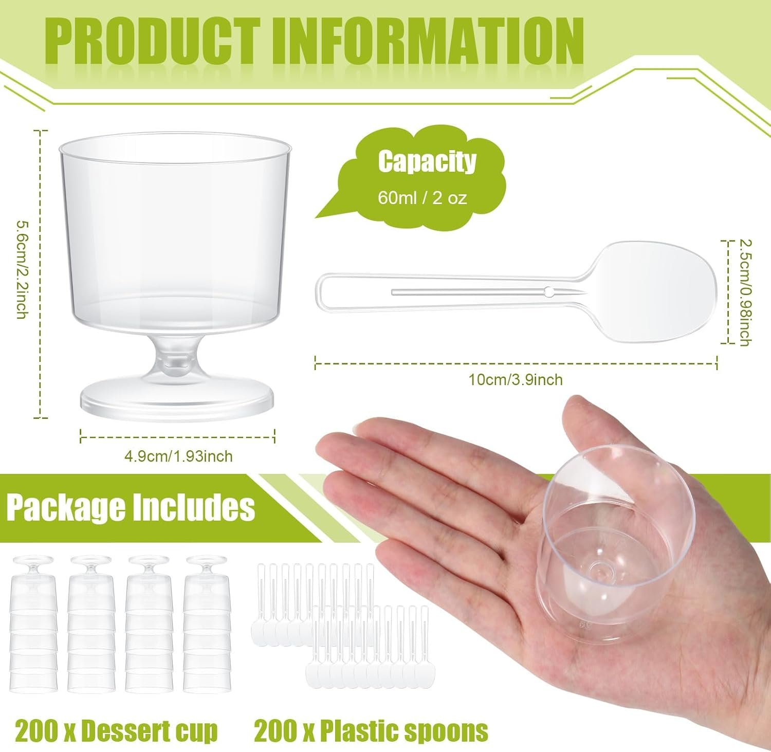 Wholesale 200 Pcs 2 oz Mini Dessert Cups with 200 Spoons Clear Plastic Mousse Footed Trifle Parfait Appetizer Pedestal Bowls for Party Wedding Birthday Serving Factory