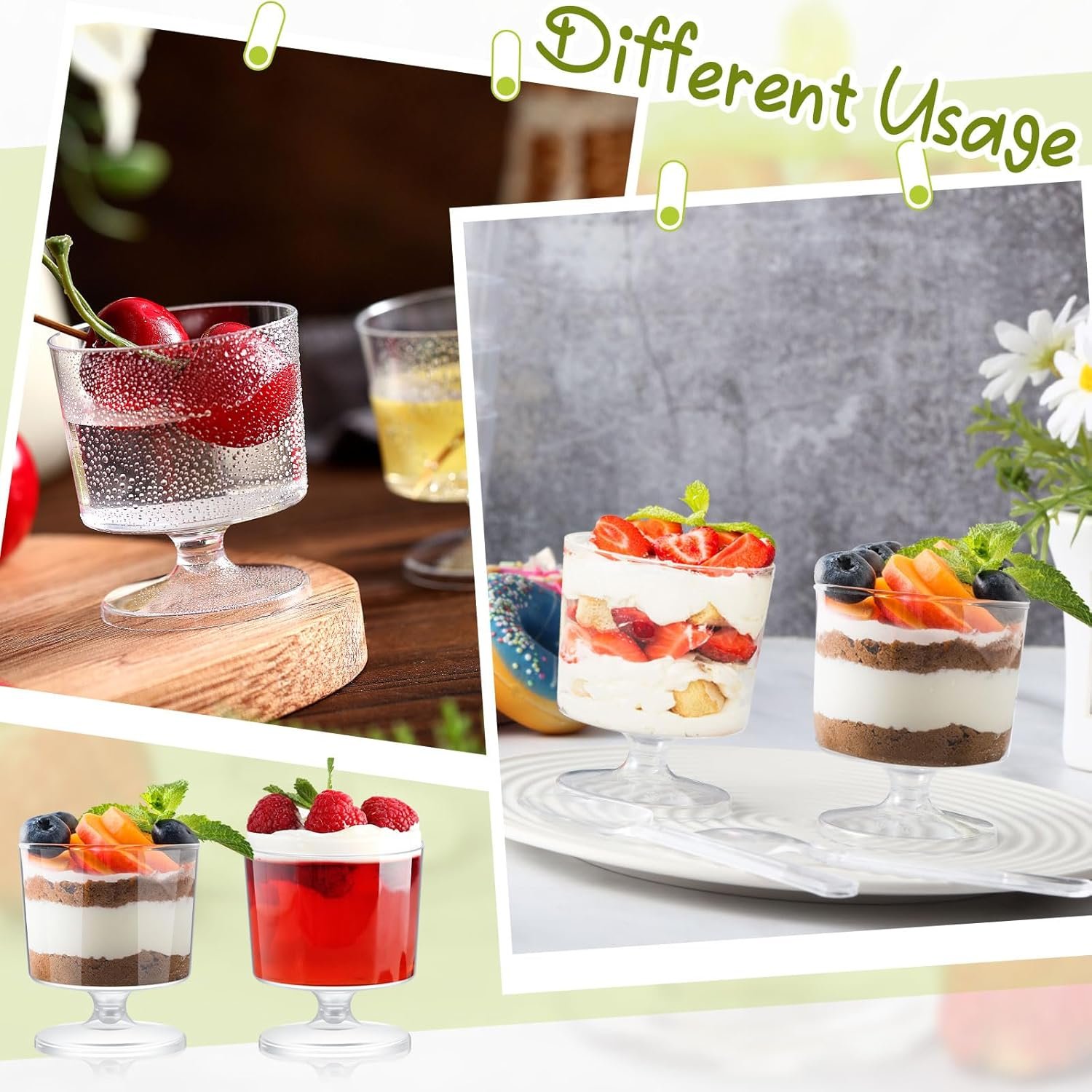 Wholesale 200 Pcs 2 oz Mini Dessert Cups with 200 Spoons Clear Plastic Mousse Footed Trifle Parfait Appetizer Pedestal Bowls for Party Wedding Birthday Serving Factory