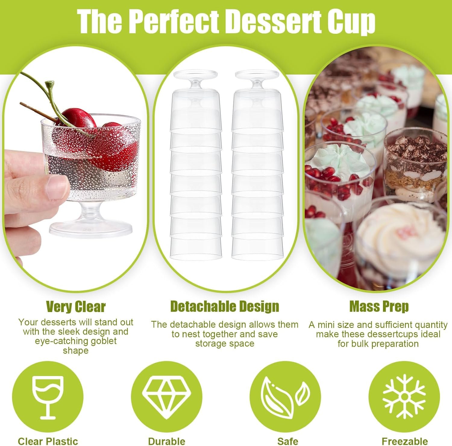 Wholesale 200 Pcs 2 oz Mini Dessert Cups with 200 Spoons Clear Plastic Mousse Footed Trifle Parfait Appetizer Pedestal Bowls for Party Wedding Birthday Serving Factory