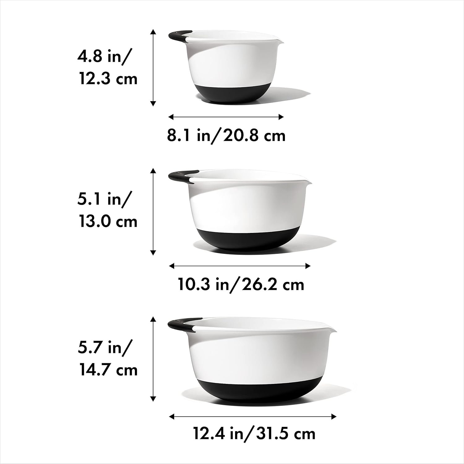 Wholesale 3-Piece 2500 ml Plastic Mixing Bowl Set White Black Factory Wholesale 3-Piece 2500 ml Plastic Mixing Bowl Set White Black Factory