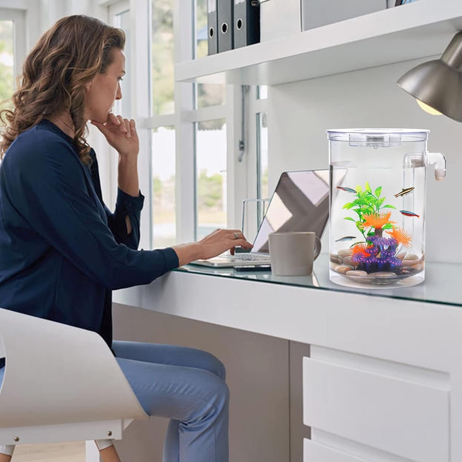 OEM 1 Gallon Betta Fish Tank 360 Aquarium LED Light Automatic Cleaning Starter Kit Desktop Decor Factory OEM 1 Gallon Betta Fish Tank 360 Aquarium LED Light Automatic Cleaning Starter Kit Desktop Decor Factory