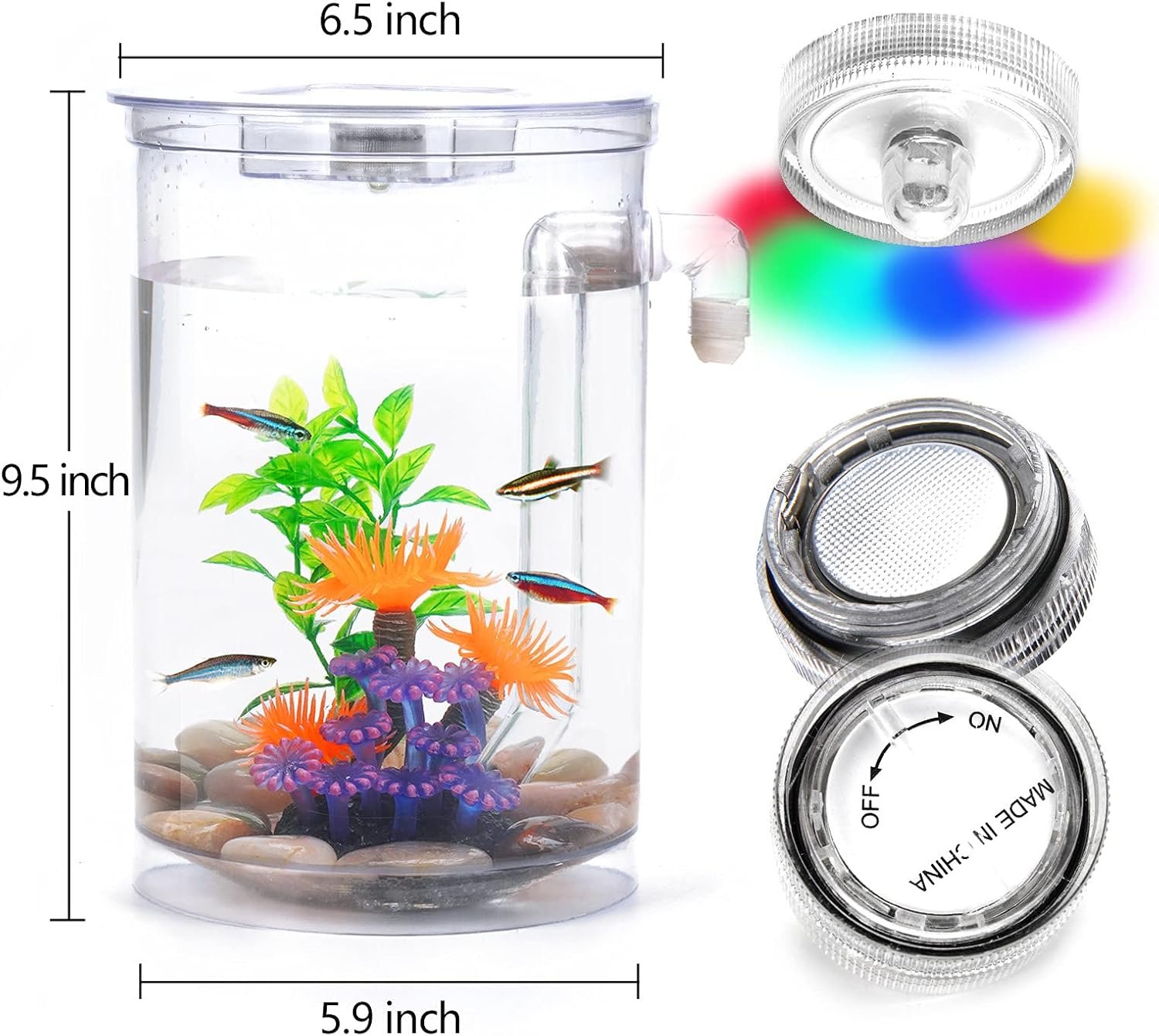 OEM 1 Gallon Betta Fish Tank 360 Aquarium LED Light Automatic Cleaning Starter Kit Desktop Decor Factory OEM 1 Gallon Betta Fish Tank 360 Aquarium LED Light Automatic Cleaning Starter Kit Desktop Decor Factory