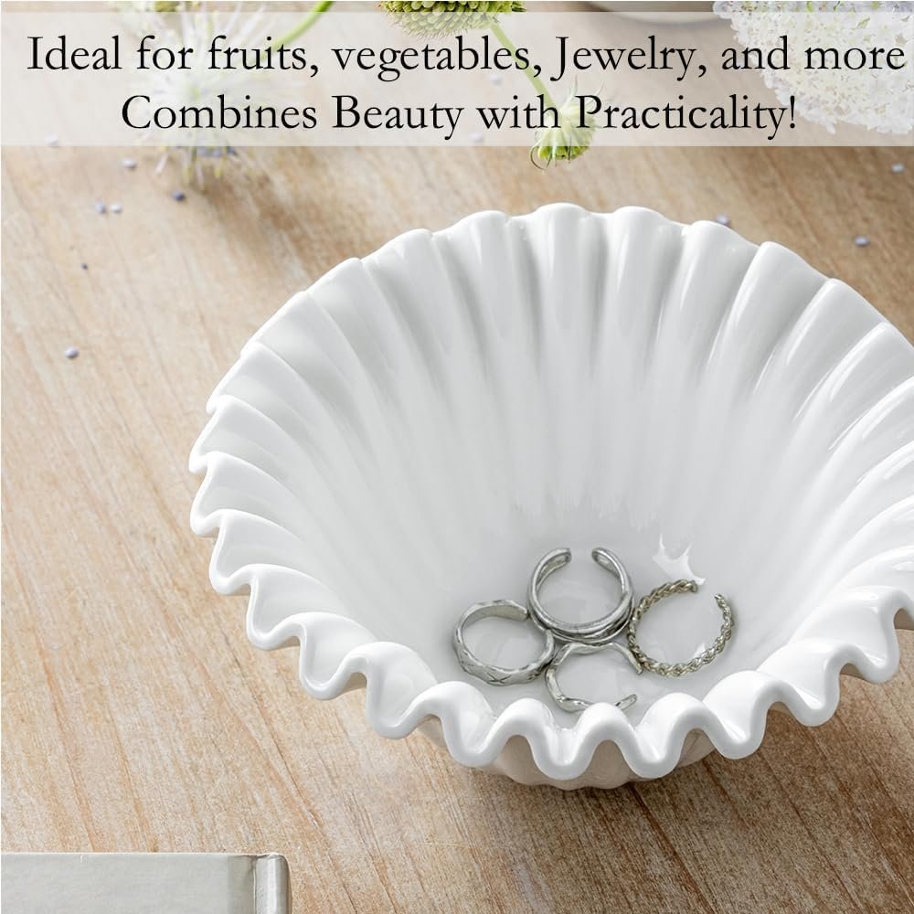 Wholesale Large 10-Inch Porcelain Fruit Bowl Handcrafted Ruffle Design for Kitchen Counter Home Decor Stylish Flower Dish Party Use White Manufacturer Wholesale Large 10-Inch Porcelain Fruit Bowl Handcrafted Ruffle Design for Kitchen Counter Home Decor Stylish Flower Dish Party Use White Manufacturer