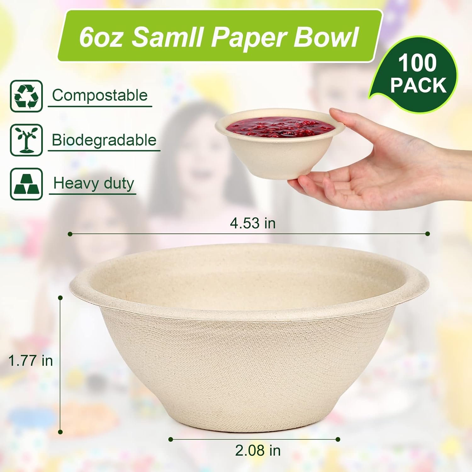 Wholesale 6 oz Small Compostable Biodegradable Bagasse Paper Bowls 100 Pack for Condiments Sauces Ice Cream Factory