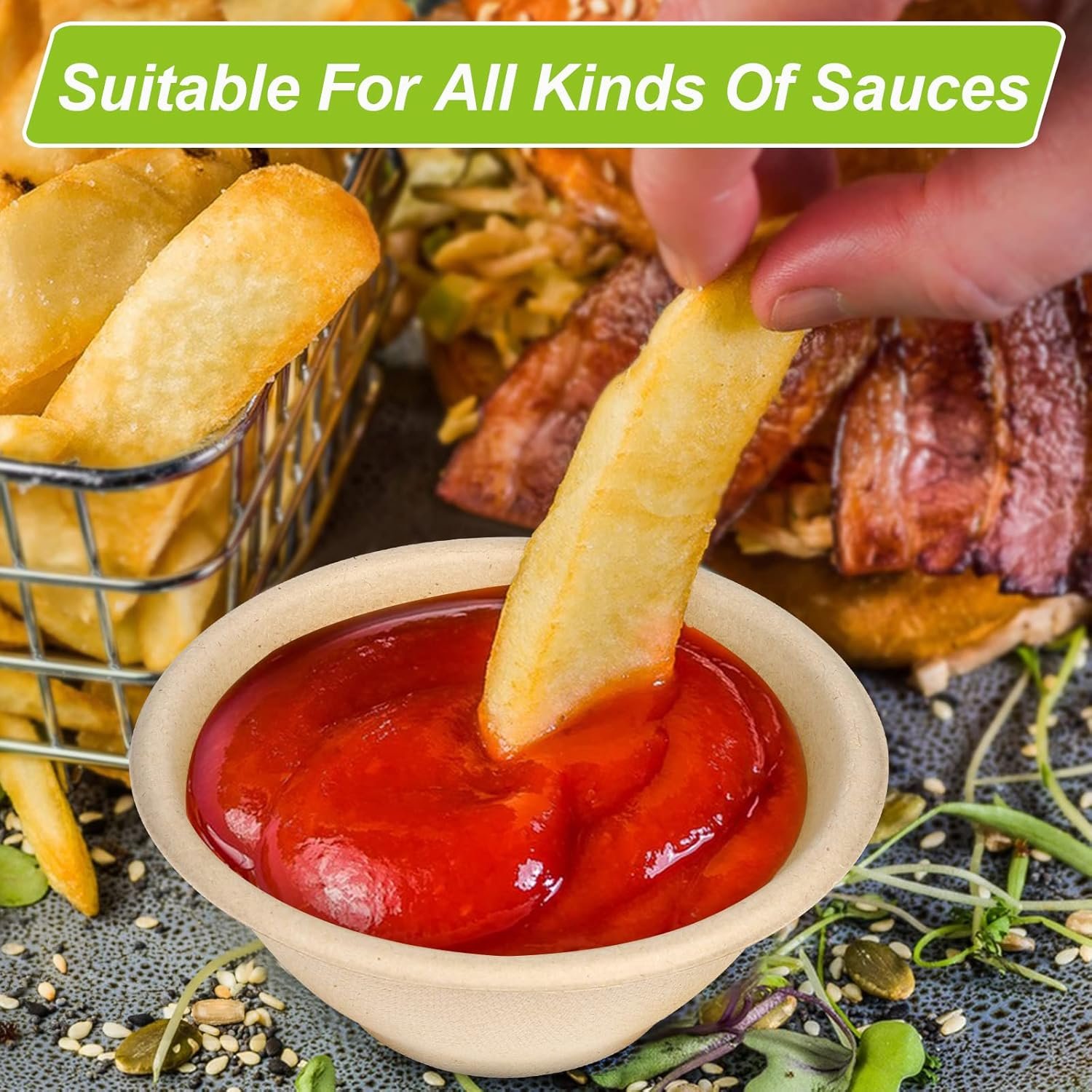 Wholesale 6 oz Small Compostable Biodegradable Bagasse Paper Bowls 100 Pack for Condiments Sauces Ice Cream Factory