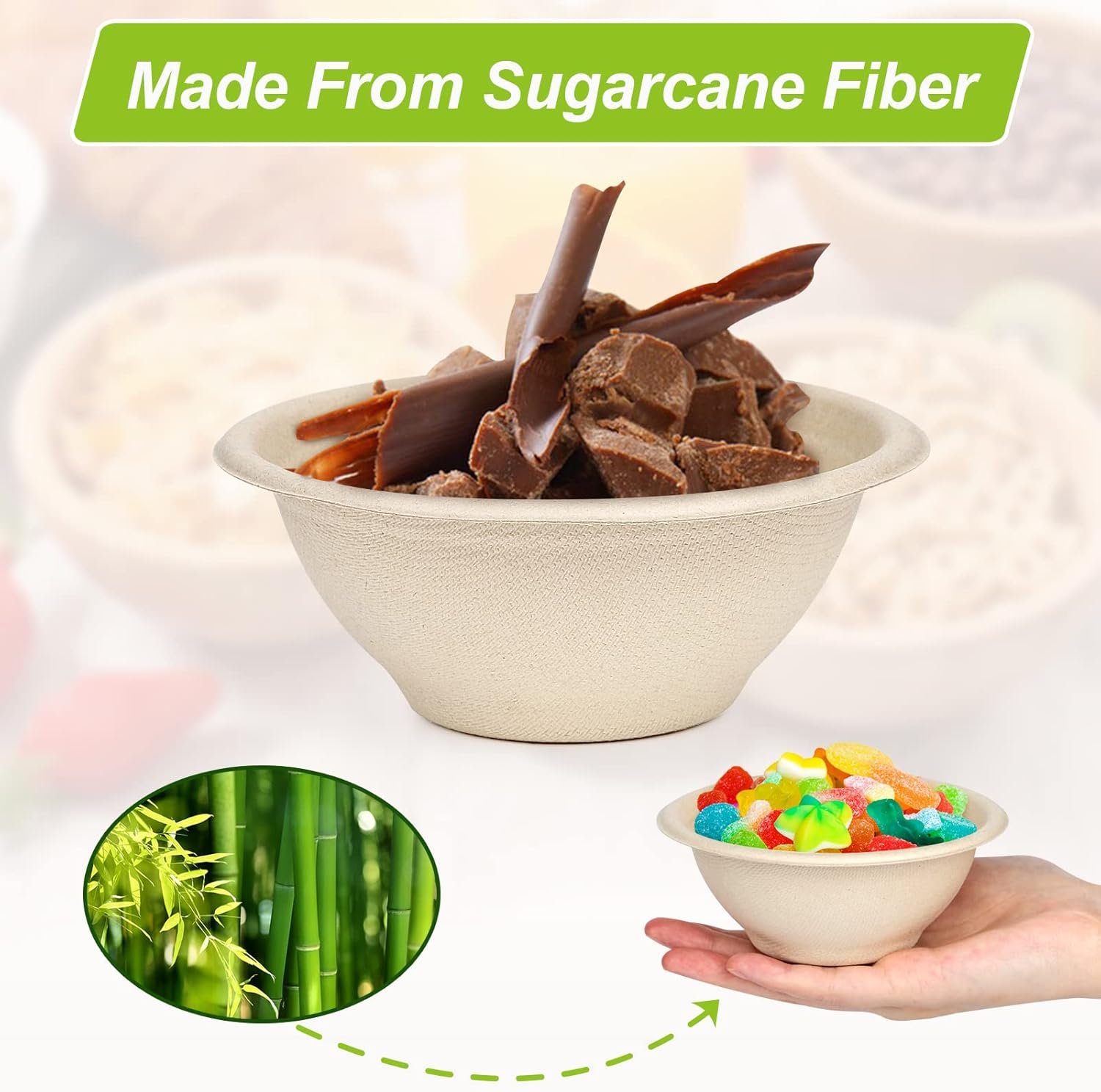 Wholesale 6 oz Small Compostable Biodegradable Bagasse Paper Bowls 100 Pack for Condiments Sauces Ice Cream Factory