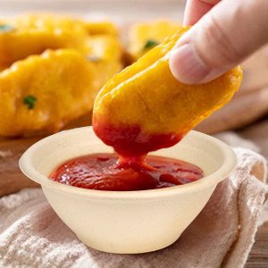 Wholesale 6 oz Small Compostable Biodegradable Bagasse Paper Bowls 100 Pack for Condiments Sauces Ice Cream Factory