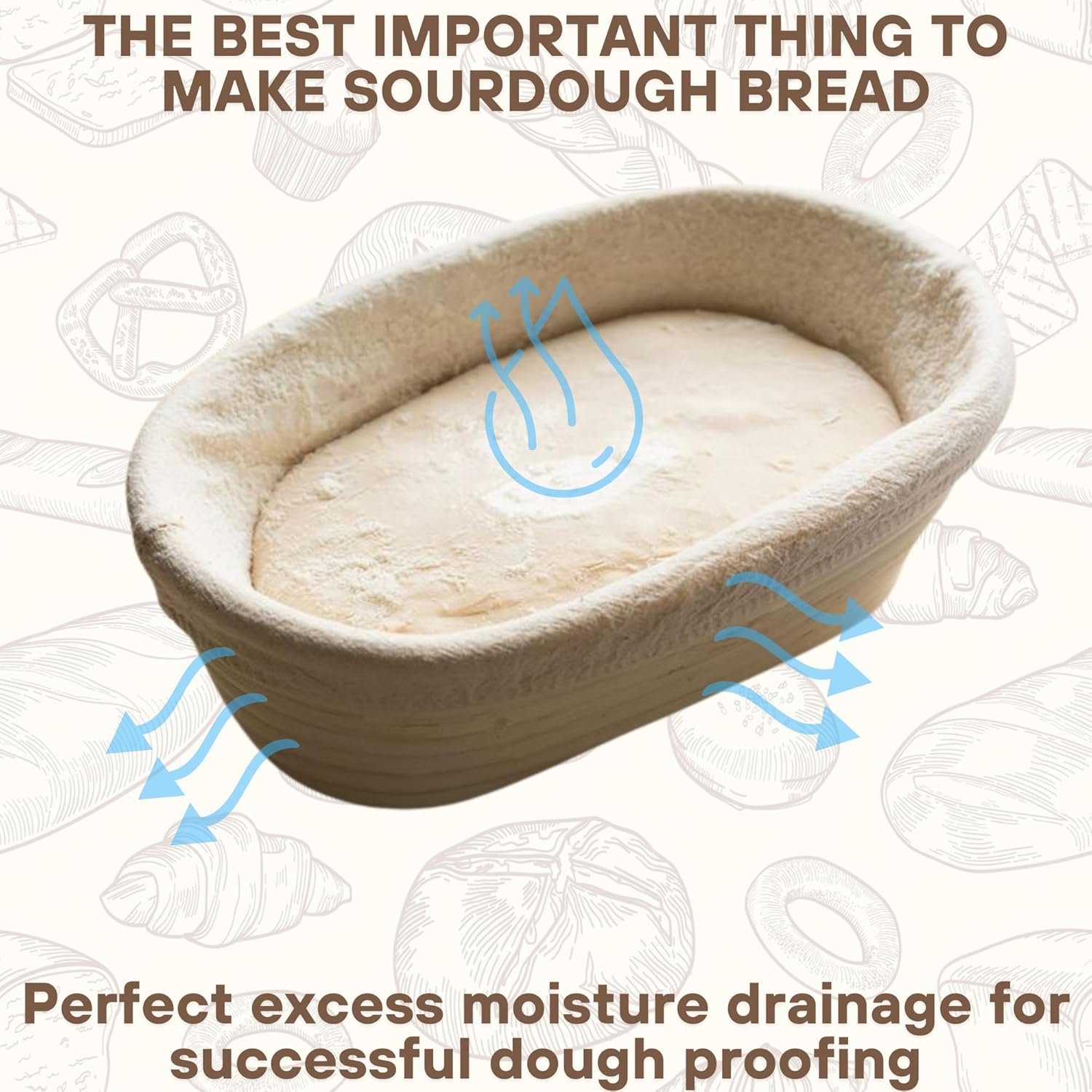 OEM Banneton Bread Proofing Basket 2-Pack 10-Inch Oval with Liner Natural Rattan for Artisan Sourdough Baking Professional Home Use Factory