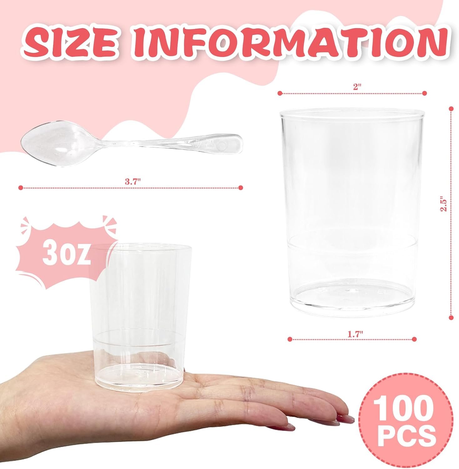 Wholesale 200 Pack 3 oz Mini Plastic Dessert Cups with Spoons Disposable Clear Pudding Parfait Jello Shooter Cups for Party Serving Small Trifle Bowls Fruit Ice Cream Yogurt Appetizer Chocolate Factory