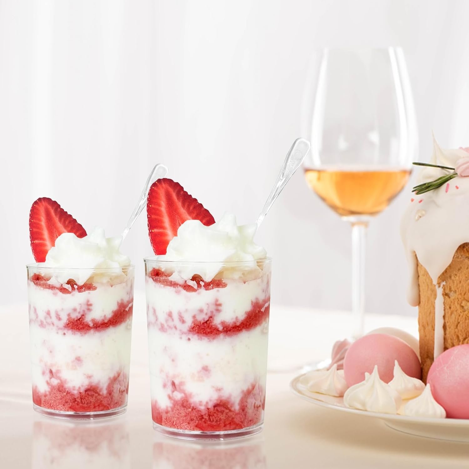 Wholesale 200 Pack 3 oz Mini Plastic Dessert Cups with Spoons Disposable Clear Pudding Parfait Jello Shooter Cups for Party Serving Small Trifle Bowls Fruit Ice Cream Yogurt Appetizer Chocolate Factory