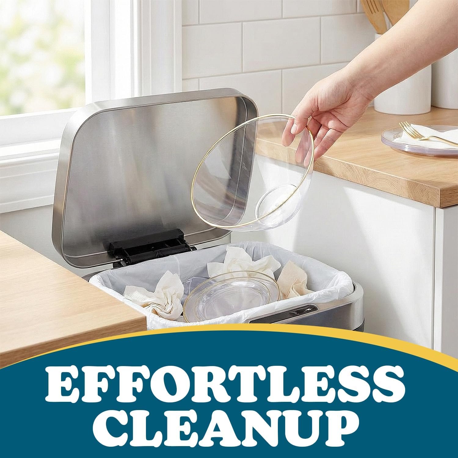 Wholesale Organic Clear Gold-Rim Disposable Plastic Salad Bowls 58oz Large Premium Quality Stylish Party Tableware Factory