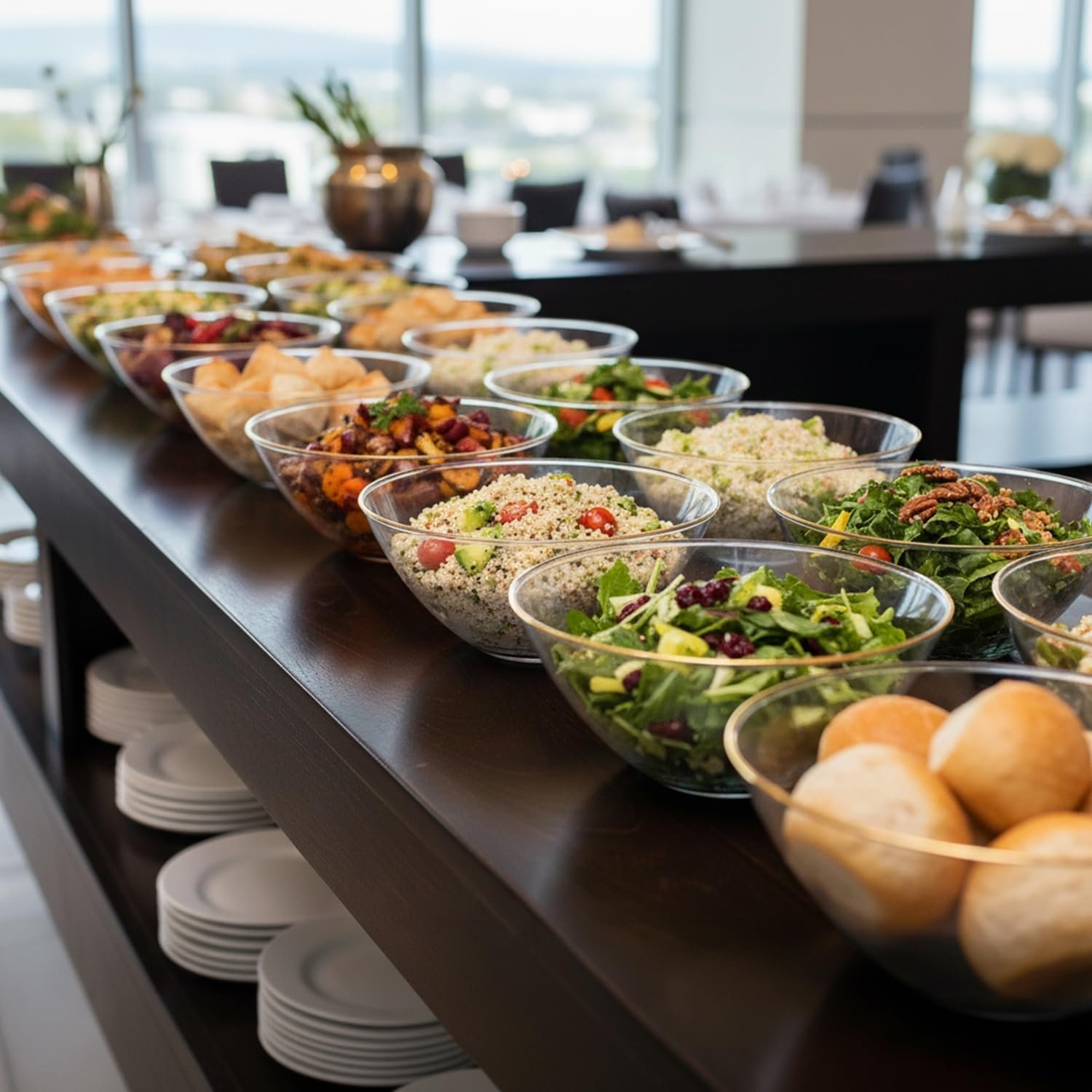 Wholesale Organic Clear Gold-Rim Disposable Plastic Salad Bowls 58oz Large Premium Quality Stylish Party Tableware Factory