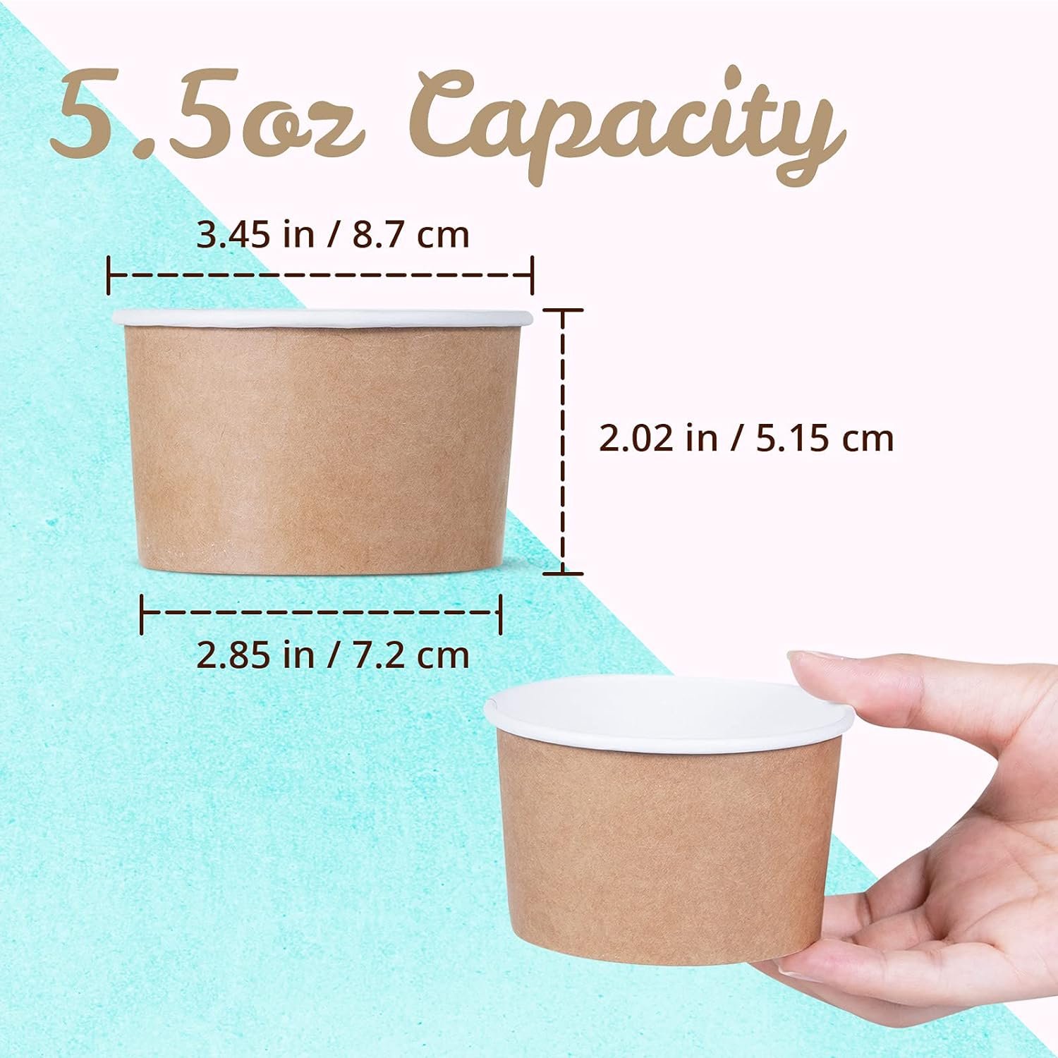 Wholesale 50-Count 5.5-Oz Paper Disposable Ice Cream Cups Brown for Hot Cold Food Sundae Frozen Yogurt Soup Factory Wholesale 50-Count 5.5-Oz Paper Disposable Ice Cream Cups Brown for Hot Cold Food Sundae Frozen Yogurt Soup Factory