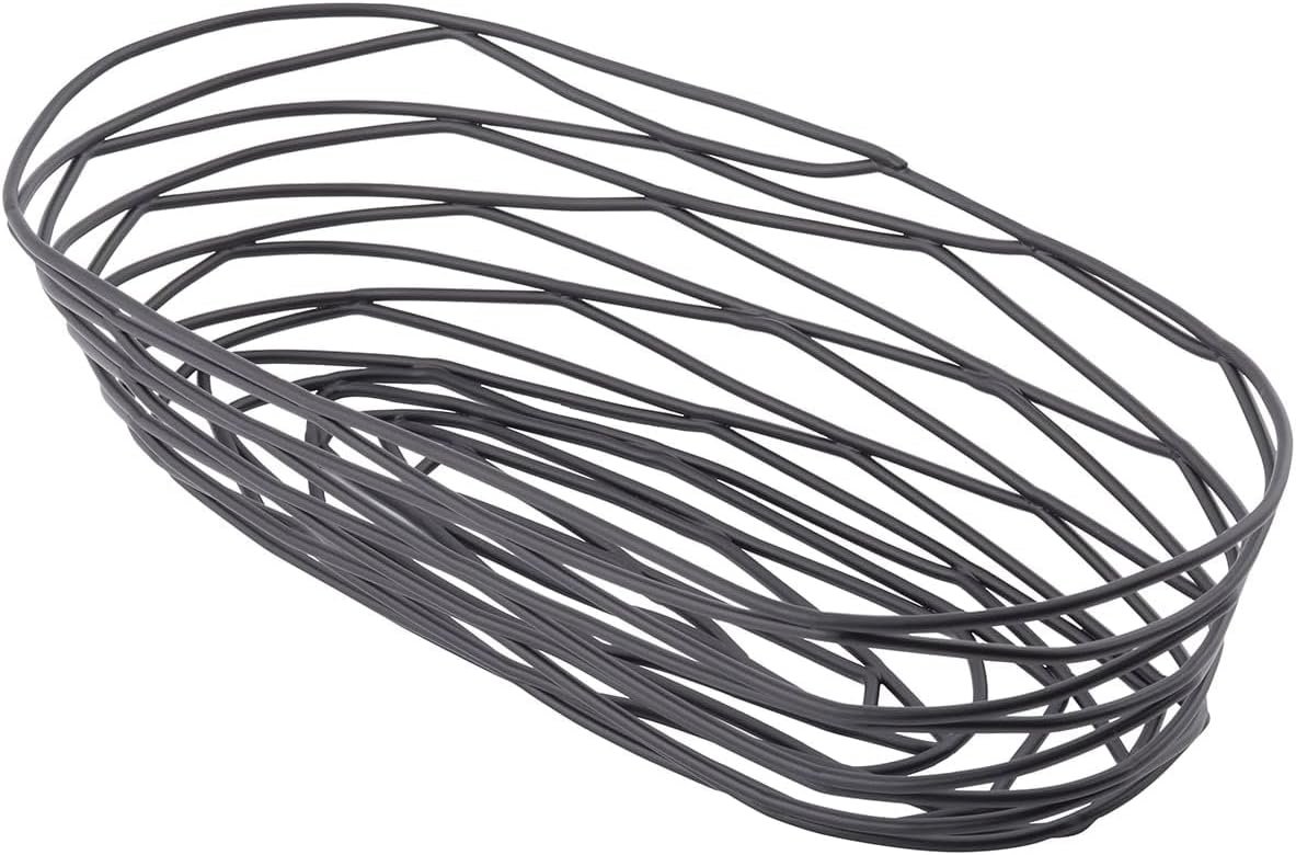 Wholesale Oblong Black Metal Basket 9 x 4 x 2 Inches Powder Coated Durable Artisan Design for Bread Bagels Pastries Decor supplier
