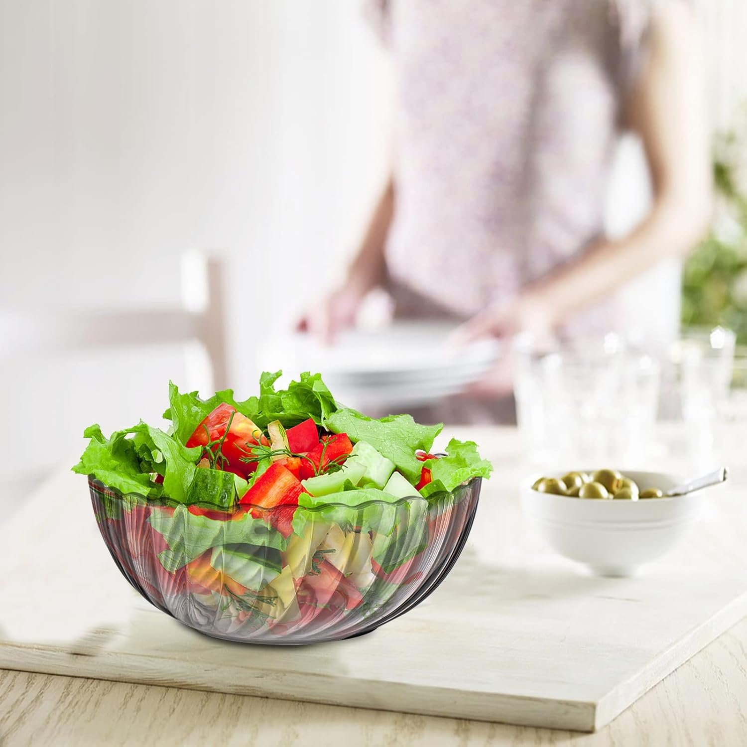 Wholesale 4 Pack 74oz Break Resistant Multicolor Plastic Serving Mixing Bowls for Salad Fruit Popcorn Chip and Dip Factory Wholesale 4 Pack 74oz Break Resistant Multicolor Plastic Serving Mixing Bowls for Salad Fruit Popcorn Chip and Dip Factory