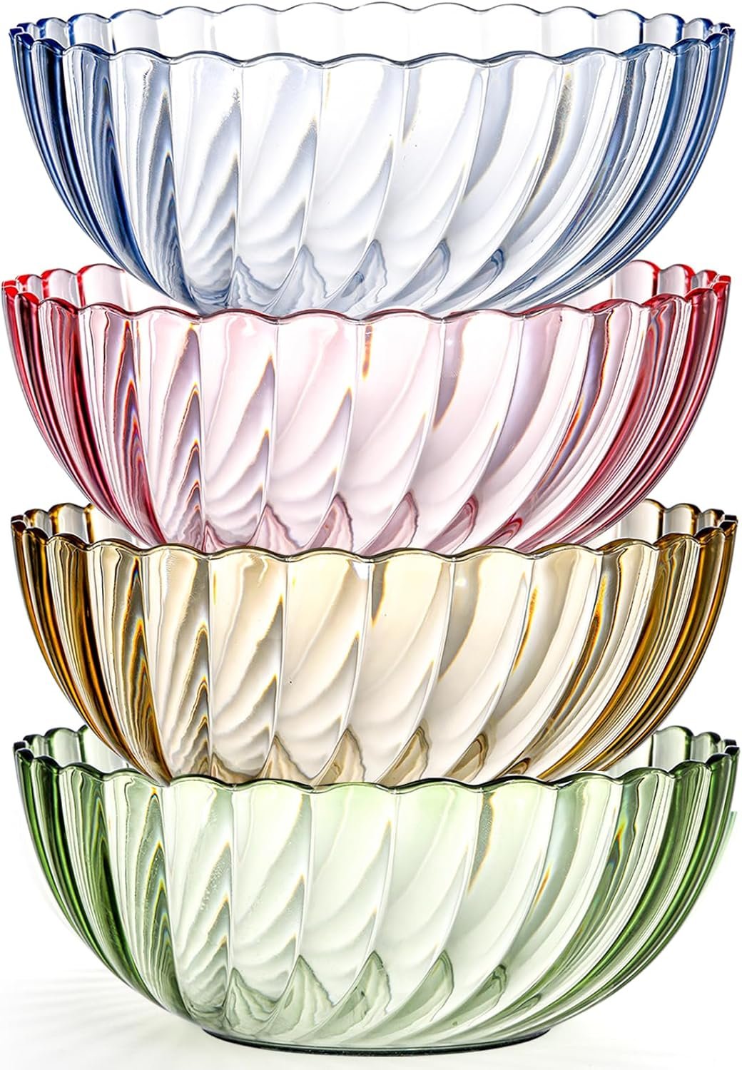 Wholesale 4 Pack 74oz Break Resistant Multicolor Plastic Serving Mixing Bowls for Salad Fruit Popcorn Chip and Dip Factory Wholesale 4 Pack 74oz Break Resistant Multicolor Plastic Serving Mixing Bowls for Salad Fruit Popcorn Chip and Dip Factory