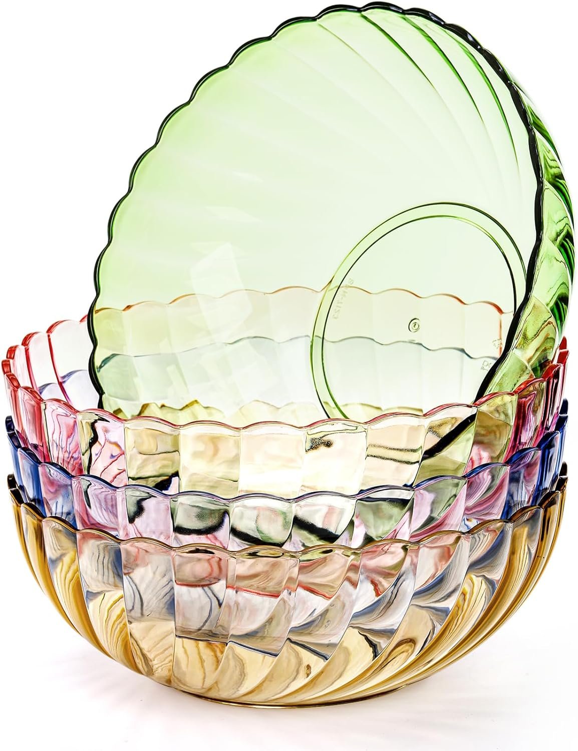 Wholesale 4 Pack 74oz Break Resistant Multicolor Plastic Serving Mixing Bowls for Salad Fruit Popcorn Chip and Dip Factory Wholesale 4 Pack 74oz Break Resistant Multicolor Plastic Serving Mixing Bowls for Salad Fruit Popcorn Chip and Dip Factory