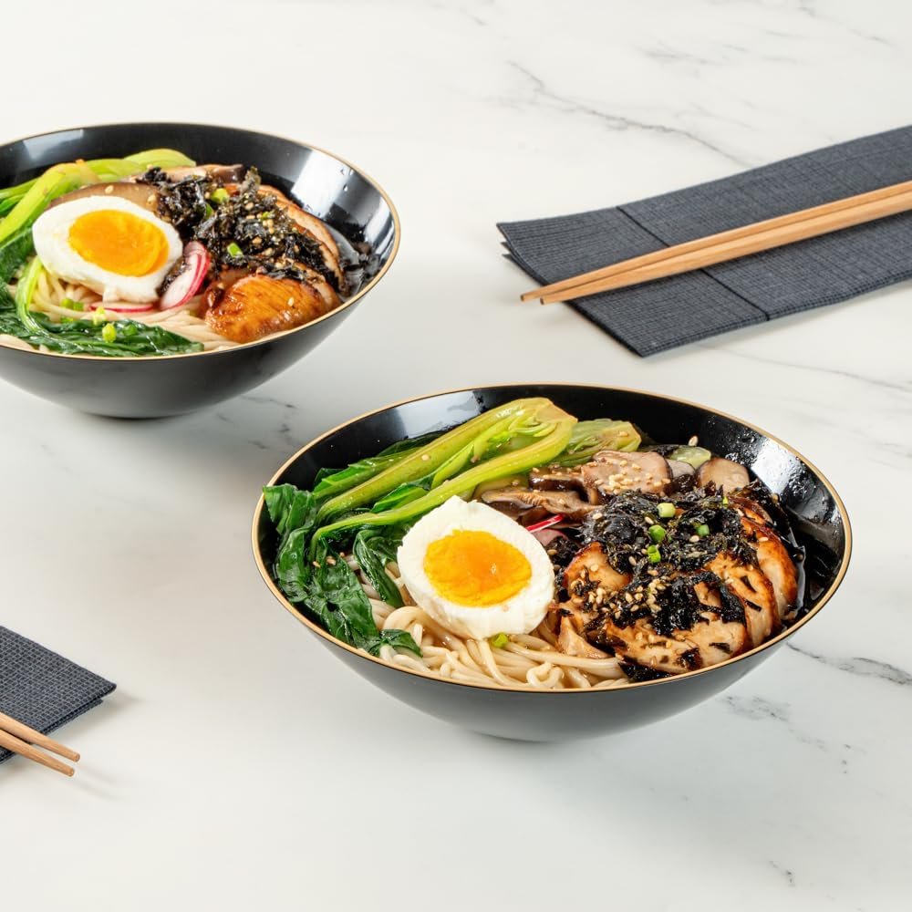 Wholesale 16 Ounce Gold-Rimmed Heavy-Duty Black Plastic Disposable Salad Bowls Pack of 20 Durable Fancy Bowls for Warm and Cold Foods Ideal for Restaurants Factory