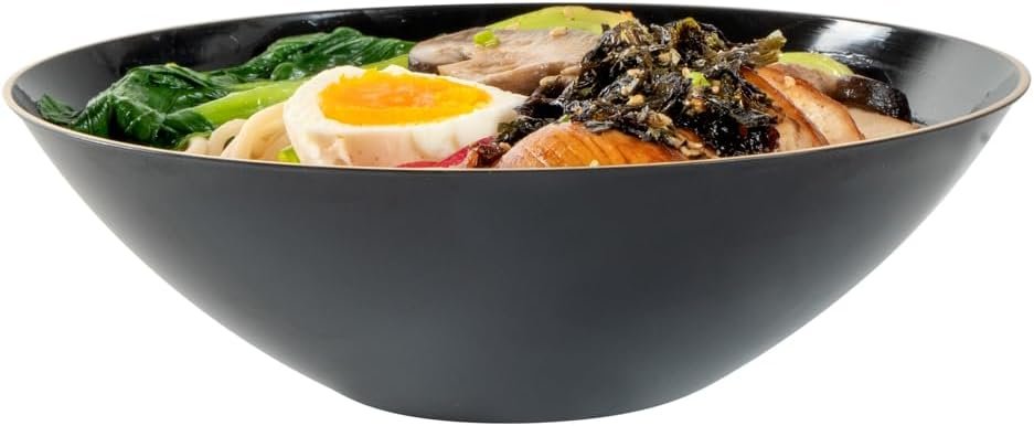 Wholesale 16 Ounce Gold-Rimmed Heavy-Duty Black Plastic Disposable Salad Bowls Pack of 20 Durable Fancy Bowls for Warm and Cold Foods Ideal for Restaurants Factory