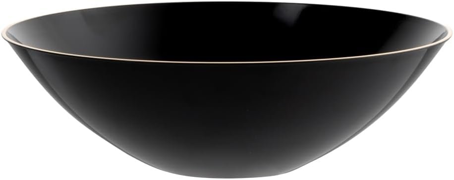 Wholesale 16 Ounce Gold-Rimmed Heavy-Duty Black Plastic Disposable Salad Bowls Pack of 20 Durable Fancy Bowls for Warm and Cold Foods Ideal for Restaurants Factory