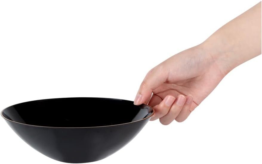 Wholesale 16 Ounce Gold-Rimmed Heavy-Duty Black Plastic Disposable Salad Bowls Pack of 20 Durable Fancy Bowls for Warm and Cold Foods Ideal for Restaurants Factory