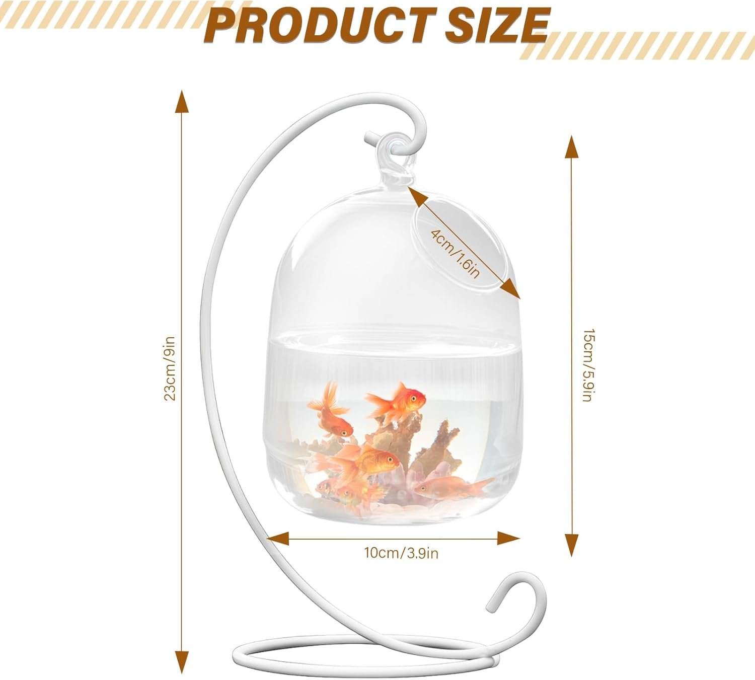 OEM Hanging Glass Fish Bowl Tank with White Stand - Small Desk Aquarium Vase for Home Decor Factory
