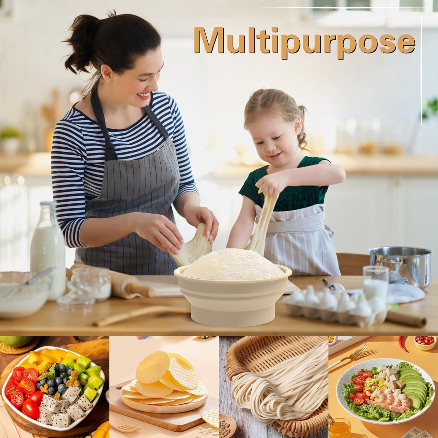 OEM 9-Inch Heated Banneton Bread Proofing Basket Foldable Silicone Sourdough Fermentation Bowl Graphene Warmer Lid 4 Adjustable Temperature Levels Non-Stick Surface Factory