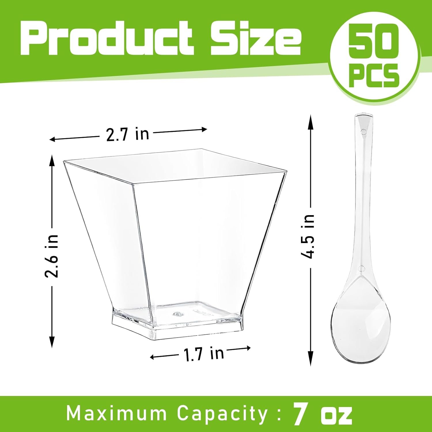 Wholesale 100 Pack 7 oz Clear Plastic Dessert Cups with Spoons for Parfait Pudding Jello Fruit Ice Cream Yogurt Trifle Sundae Tiramisu Appetizer Snacks Factory