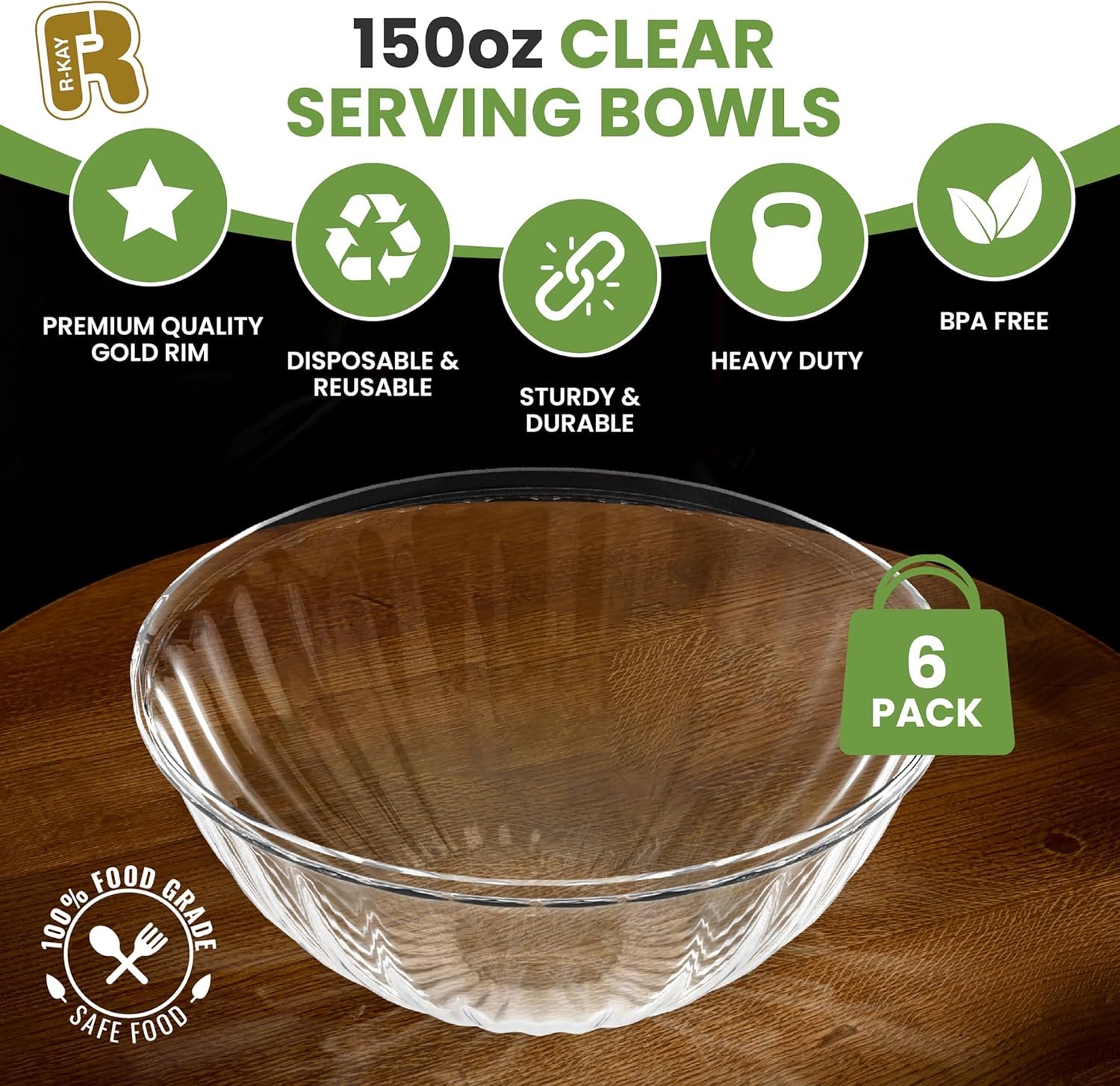 Wholesale 6 Pack Extra Large 150 Ounce Clear Plastic Serving Bowls for Entertaining Salads Snacks Disposable All Occasions Factory