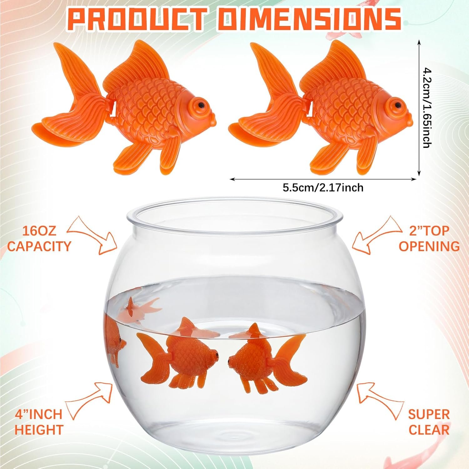 OEM 16 oz Plastic Fish Bowl Nowruz Decorations Set with 3 Fake Goldfish Floating Aquarium Accessories for Haftseen New Year Table Factory