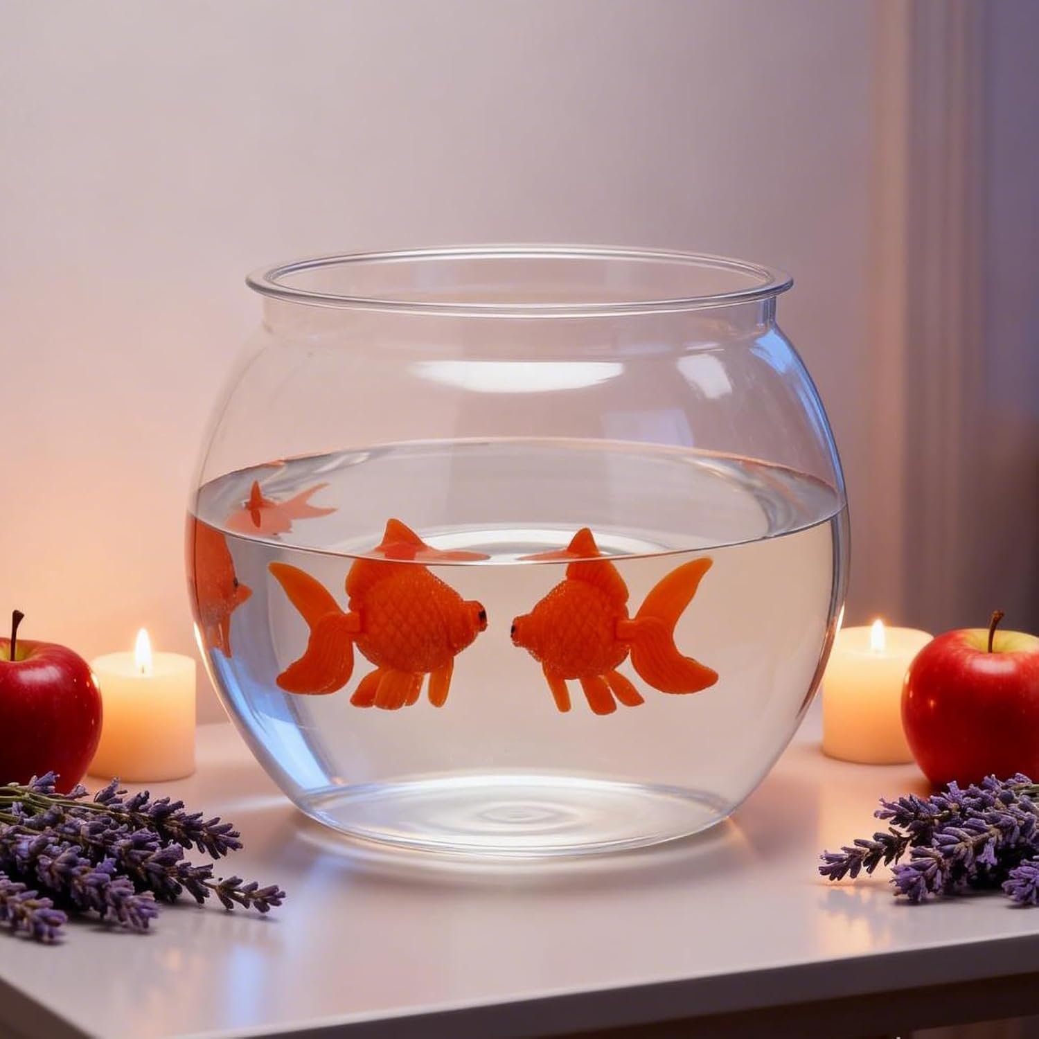 Bokon Nowruz Decorations Set Include 16 oz Plastic Fish Bowl with 3 Fake Plastic Goldfish Floating Aquarium Decor Gold Fish Tank Accessories for Nowruz Mahi Haftseen New Year Table Decoration