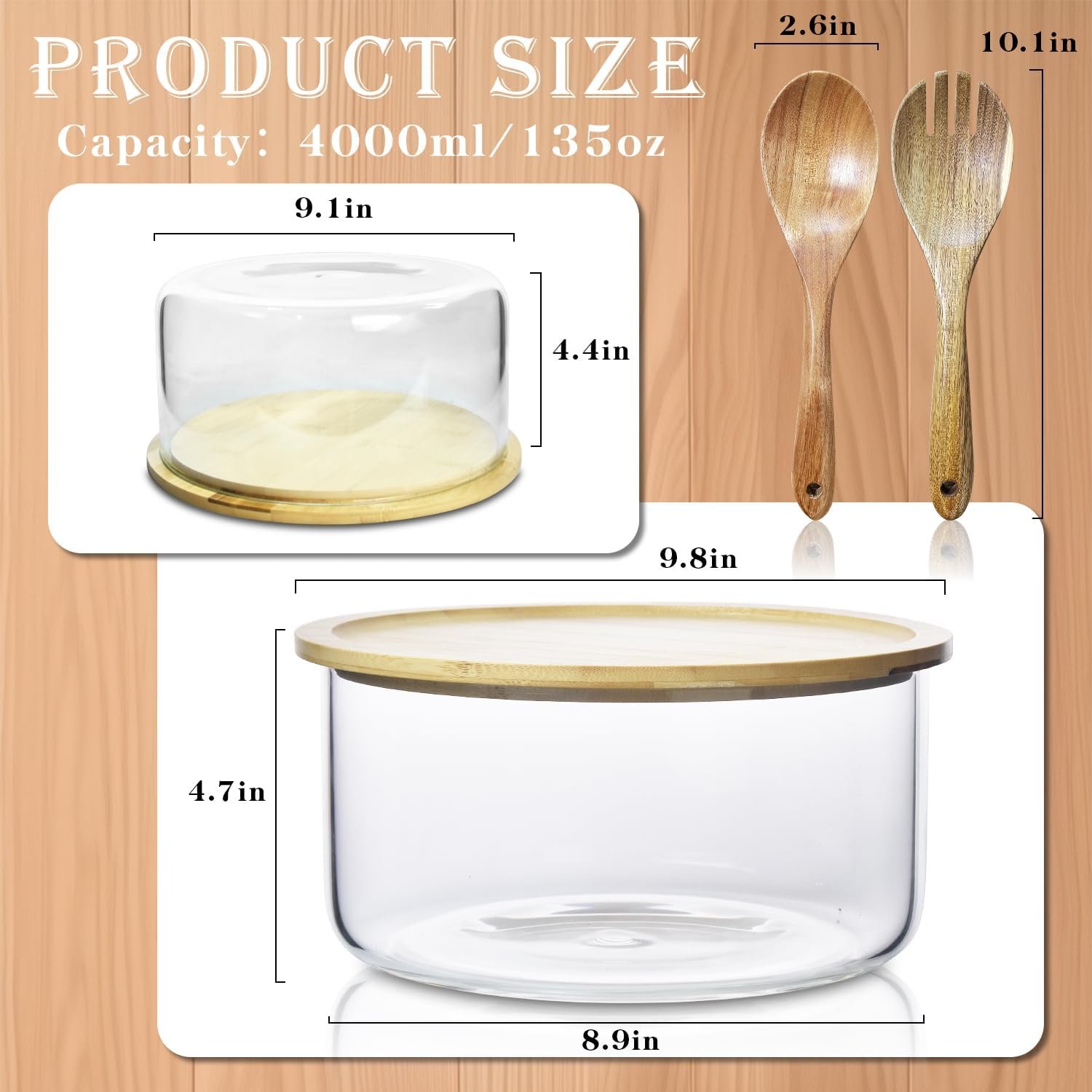 OEM 9-Inch 135oz Extra Large Serving Bowl with Bamboo Lid - Dual Function Mixing Bowl for Salads Dessert Fruit Punch - Microwave Dishwasher Safe for Entertaining Factory OEM 9-Inch 135oz Extra Large Serving Bowl with Bamboo Lid - Dual Function Mixing Bowl for Salads Dessert Fruit Punch - Microwave Dishwasher Safe for Entertaining Factory