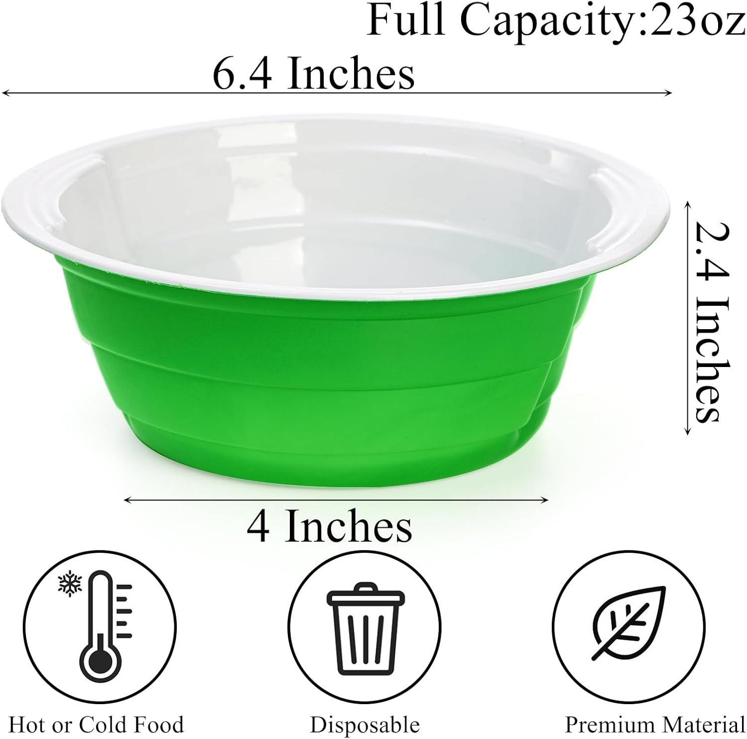 Wholesale 100 Pack 23oz Plastic Bowls Disposable Snack Bulk Large Lightweight Serving Bowls Salad Dessert for Party Wedding Birthday Picnics Holiday Green Factory