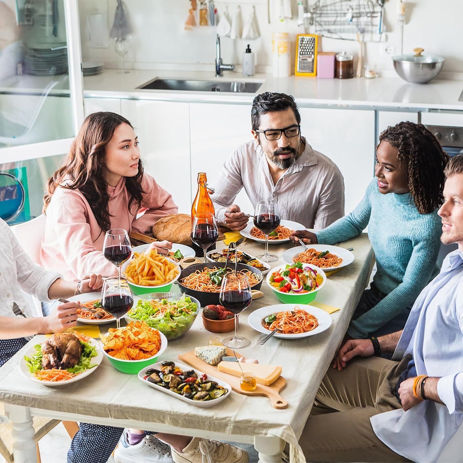 Wholesale 100 Pack 23oz Plastic Bowls Disposable Snack Bulk Large Lightweight Serving Bowls Salad Dessert for Party Wedding Birthday Picnics Holiday Green Factory