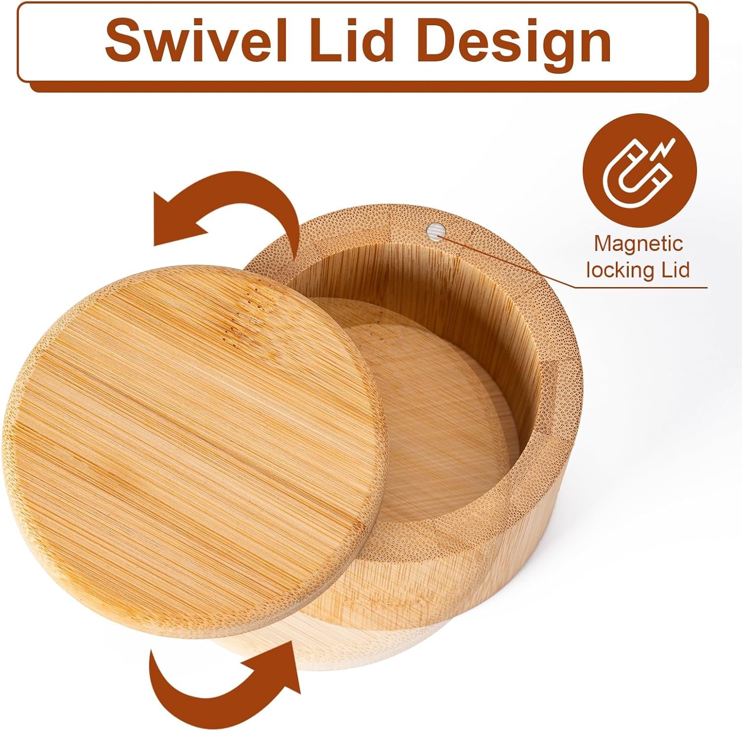 Wholesale Bamboo Salt Cellar Magnetic Swivel Lid 6oz Round Storage Box for Pepper Sugar Herbs Factory Wholesale Bamboo Salt Cellar Magnetic Swivel Lid 6oz Round Storage Box for Pepper Sugar Herbs Factory