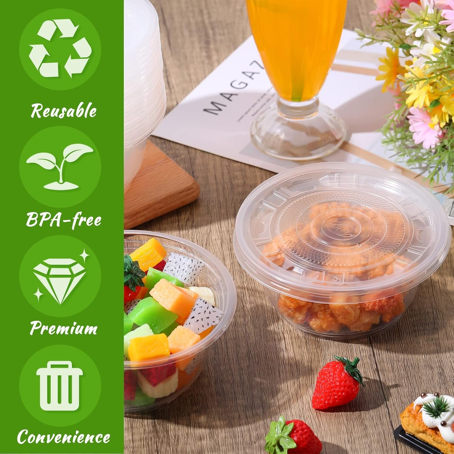Wholesale 100 Pack 16.9oz Clear Plastic Disposable Salad Bowls with Lids Serving Containers for Soup Fruit Lunch Meals Weddings Travel Factory Wholesale 100 Pack 16.9oz Clear Plastic Disposable Salad Bowls with Lids Serving Containers for Soup Fruit Lunch Meals Weddings Travel Factory